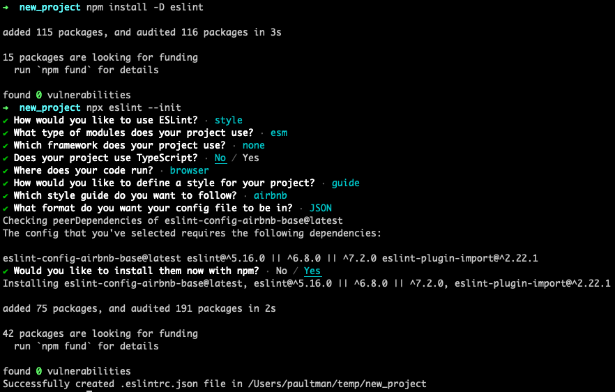 Eslint setup questions for configuration